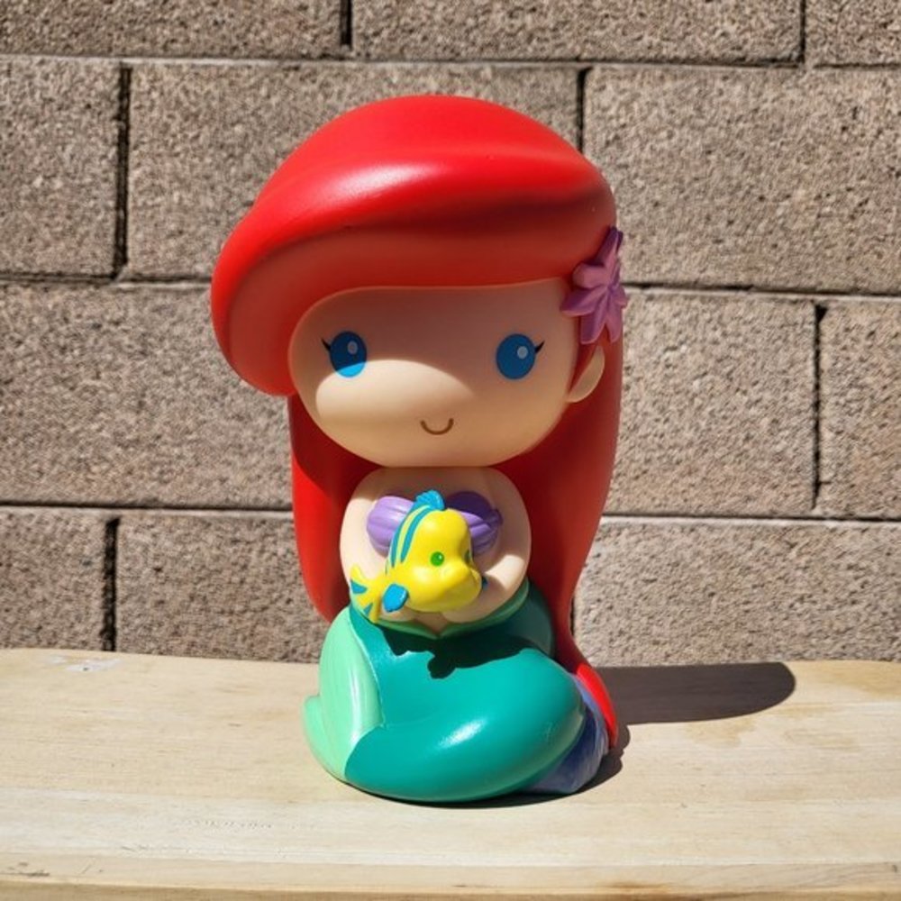 Disney Baby Little Mermaid Ariel with Flounder Figural Coin Bank 8.5in. Tall